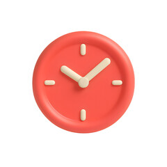 3d clock icon isolated on transparent background. time or schedule concept