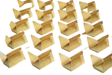 Empty golden podiums of various sizes isolated on transparent background
