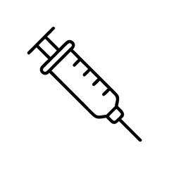 Medical syringe illustration in simple line art design  