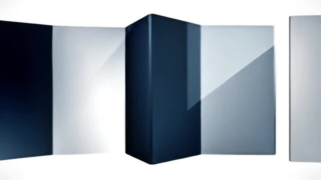 Abstract background with modern white and blue geometric wall structure, elegant minimalist 4K motion for business, education, or corporate branding content