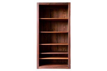 Modern bookshelf with open compartments isolated on transparent background
