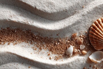  Smooth wet sand texture on white background, faint ripple patterns and tiny shell fragments shimmer under angled light, organic coastal surface captured.
