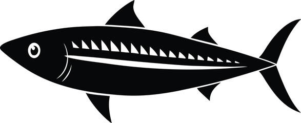Atlantic Mackerel silhouette vector art illustration