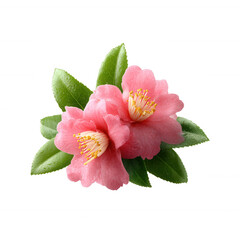 A beautiful arrangement of delicate pink flowers surrounded by lush green leaves, showcasing vibrant colors and natural beauty, perfect for floral designs and compositions.