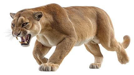 Wild Cougar Prowling: A captivating image of a cougar, displaying raw power and untamed majesty as it prowls forward, revealing its intense focus.