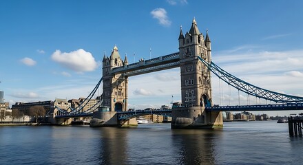 Obraz premium Iconic Tower Bridge over River Thames on a Sunny Day Depicting London's Architectural Majesty