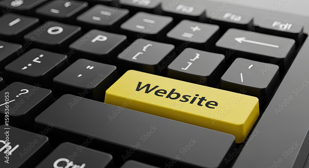 Poster website button on keyboard: conceptual image for online presence, web development, digital marketing