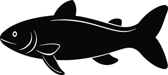 Butter Catfish silhouette vector art illustration