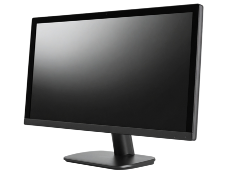  Side View of Curved Urban-Style Monitor with Matte Finish and Ambient Glow, Transparent PNG