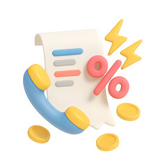 3d invoice with phone icon isolated on transparent background. payment or communication concept