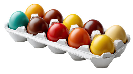 Vibrant Easter Eggs: A carton displays a spectrum of vividly colored eggs. Each egg is an emblem of spring, anticipation, and the spirit of Easter.