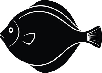 Flounder silhouette vector art illustration