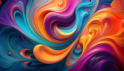 abstract vibrant fluid forms in swirling colors