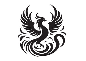 Phoenix bird logo silhouette vector, phoenix bird logo vector icon illustration design, Vector silhouette of a Phoenix bird, falcon wings phoenix bird logo silhouettes vector on a white background 