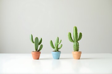 Minimalist Cactus Arrangement in Earthy Tones Pots ai generated