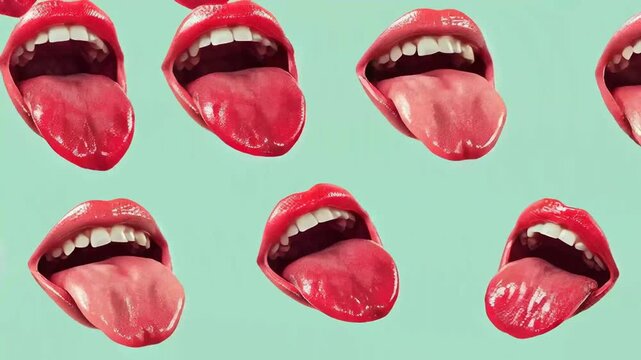 Playful Abstract Repeating Lips and Tongues background