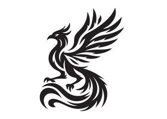 Fototapeta premium Phoenix bird logo silhouette vector, phoenix bird logo vector icon illustration design, Vector silhouette of a Phoenix bird, falcon wings phoenix bird logo silhouettes vector on a white background 