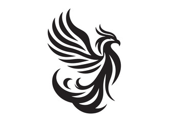Phoenix bird logo silhouette vector, phoenix bird logo vector icon illustration design, Vector silhouette of a Phoenix bird, falcon wings phoenix bird logo silhouettes vector on a white background 