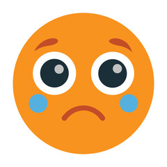 Fototapeta premium 3D Vector Sad Emoji – Cute Glossy Teary Face with Frown Expression.