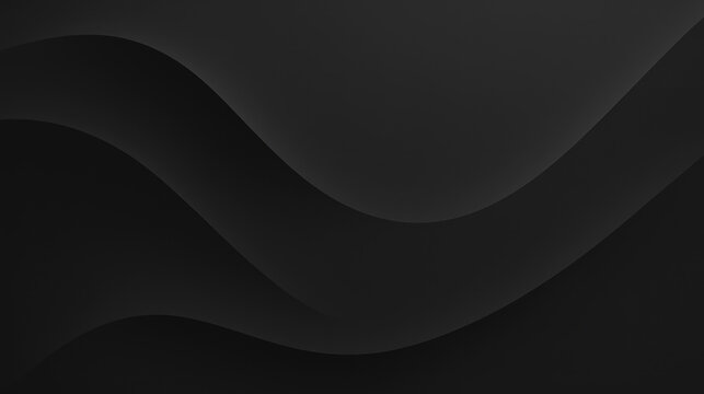 Minimalist black background with smooth, elegant waves. Modern and dark design for wallpapers and banners - Powered by Adobe