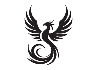 Phoenix bird logo silhouette vector, phoenix bird logo vector icon illustration design, Vector silhouette of a Phoenix bird, falcon wings phoenix bird logo silhouettes vector on a white background 