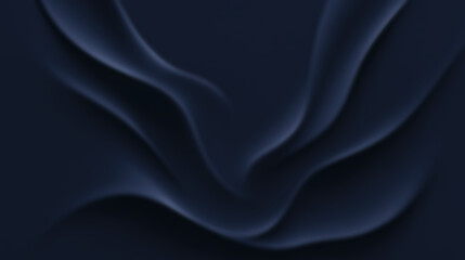 Abstract background of dark blue silk or satin fabric folds. Modern and sophisticated design