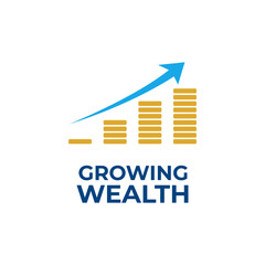 Growing money wealth finance employee business text icon label design vector