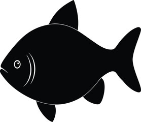 Red Bellied Pacu Silhouette Vector Art Illustration