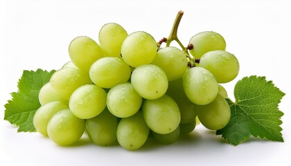fresh green grapes isolated on white background