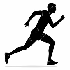 Man Running Jogging Pose Silhouette in Black – Editable Vector Design on White Background

