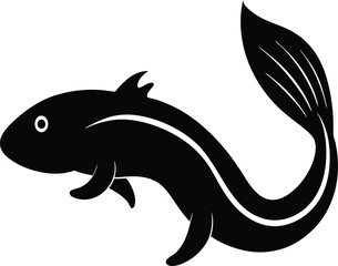 Siamese Algae Eater Silhouette Vector Art Illustration