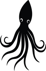 Squid Silhouette Vector Art Illustration