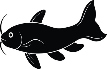 White Catfish Silhouette Vector Art Illustration