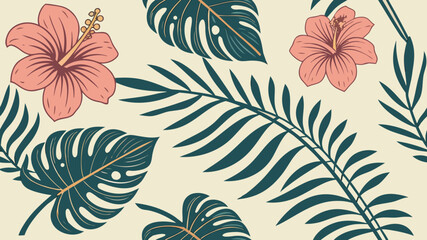 Fototapeta premium Seamless tropical floral pattern