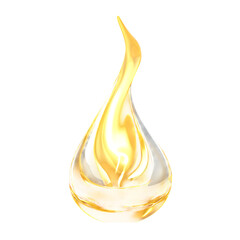 Realistic flame isolated on transparent background, single flickering fire.