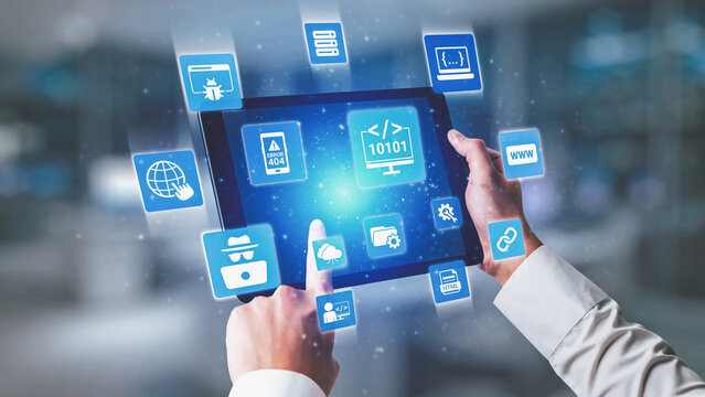 Software development with coding overlays, programming languages, developer tools, mobile app creation, and advanced programming for digital product development and software solutions. Spire - Powered by Adobe