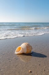 Obraz premium Shell On Smooth Shoreline Beach