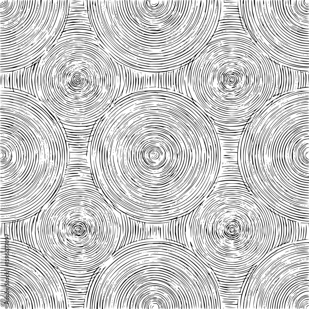 Aufkleber overlapping circles pattern with concentric lines creating a visually textured and dynamic backgroun