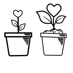 Pot plant outline icon with linear style . Plant in pot simple line vector icon for mobile concept and web design. Single potter plan.