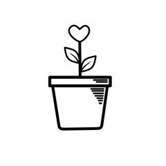 Pot plant outline icon with linear style . Plant in pot simple line vector icon for mobile concept and web design. Single potter plan.