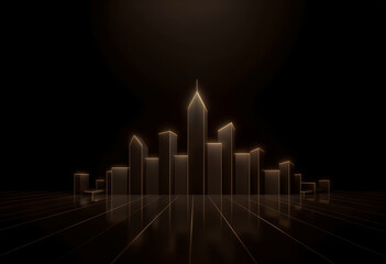 Fototapeta premium Matte Black Grid with Gold Skyscrapers | Elite Corporate Background