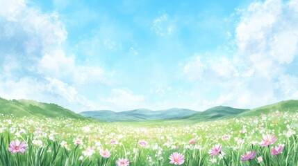 Beautiful spring meadow landscape