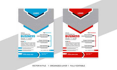 Modern trendy creative abstract Corporate business A4 flyer template design with minimalist colorful editable concept