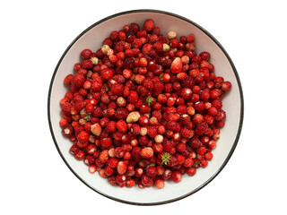 Wild berries. Plate with strawberries..