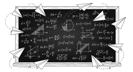 Math Blackboard with Paper Airplanes: Education, Creativity, and Escape from Equations