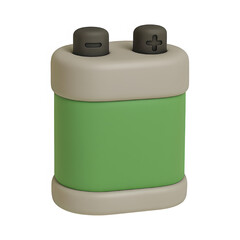 3d battery icon isolated on transparent background. energy or power concept