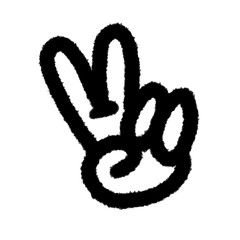 two finger png outline cute cartoon drawing freehand and handwrite design clipart and kwaii doodle element