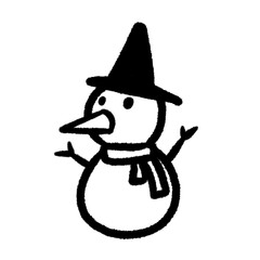 snowmans png outline cute cartoon drawing freehand and handwrite design clipart and kwaii doodle element