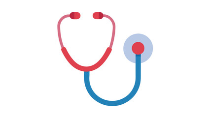 Flat Vector Icon Red Blue Stethoscope Medical Healthcare