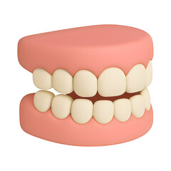 3d teeth icon isolated on transparent background. dental or health concept